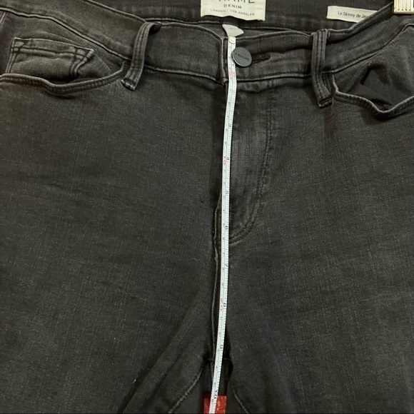 FRAME DENIM Le Skinny De Jeanne Black Ripped Knees Fray Hem Jeans Denim 31 - Picture 8 of 10